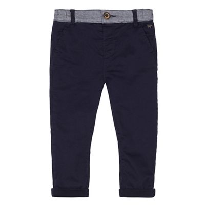 Boys' navy rolled up jersey lined chinos